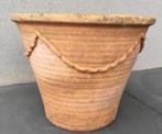 Oude Italiaanse Toscaanse terracotta kwaliteit bloempot vaas, Tuin en Terras, Bloempotten, Gebruikt, 40 cm of meer, Rond, Minder dan 40 cm