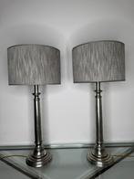 2x Metalen zilverkleurige lampen inclusief kap, Antiek en Kunst, Antiek | Kandelaars, Ophalen, Overige materialen
