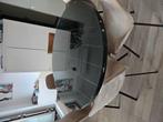 RONDE STEIGERHOUTEN TAFEL + GLASPLAAT, Huis en Inrichting, Tafels | Statafels, Ophalen, Gebruikt