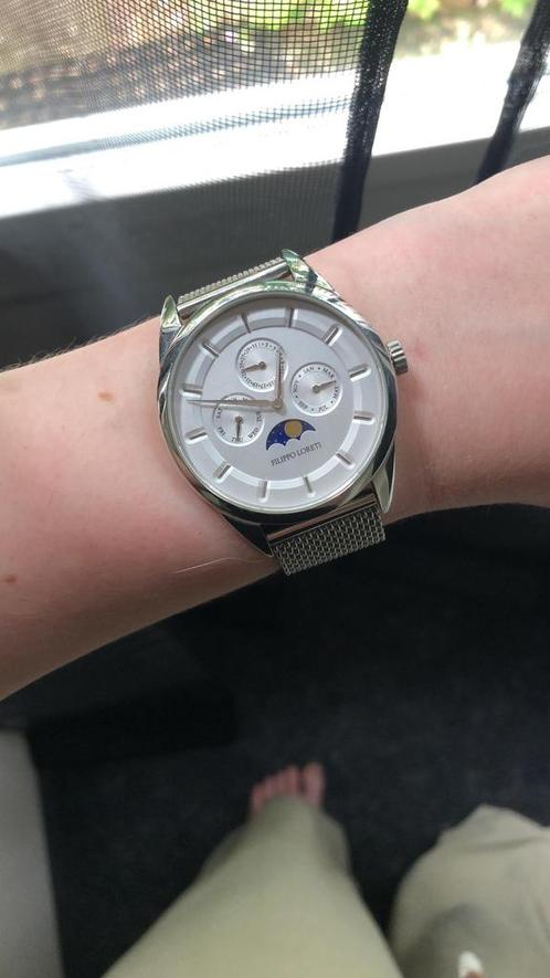 Wit / Zilver Dameshorloge Filippo Loreti, Sieraden, Tassen en Uiterlijk, Horloges | Dames, Zo goed als nieuw, Overige merken, Ophalen of Verzenden