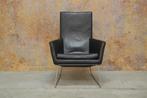 ZGANieuw! zwarte leren Label Don design fauteuil!, Leer, Design, 75 tot 100 cm, Zo goed als nieuw