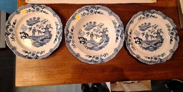 3 Antieke Allertons Blue Willow bordjes samen beschikbaar voor biedingen