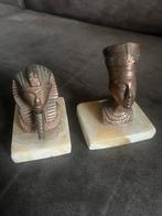 2 Bronzen Beeldjes Egypte Marmeren Voetstuk., Ophalen of Verzenden, Zo goed als nieuw, Mens