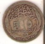 Egypte, 5 Piasters, 1917, zilver, Postzegels en Munten, Zilver, Egypte, Ophalen of Verzenden, Losse munt