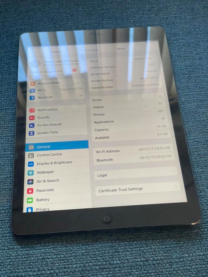 iPad air, Computers en Software, Apple iPads, Zo goed als nieuw, Apple iPad Air, Wi-Fi, 10 inch, 16 GB, Grijs, Ophalen of Verzenden
