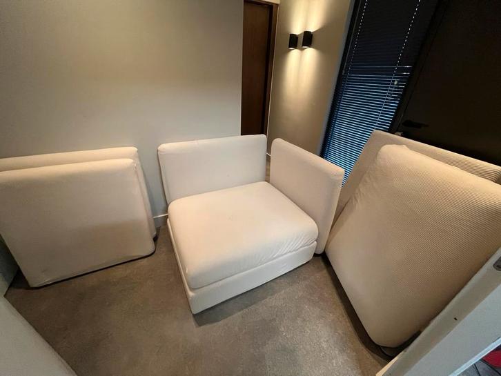 IKEA Vallentuna poef en lounche met leuningen, Huis en Inrichting, Fauteuils, Gebruikt, Stof, 75 tot 100 cm, 75 tot 100 cm, Ophalen