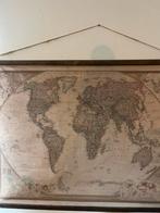 Vintage Wereldkaart Wanddecoratie, Antiek en Kunst, Ophalen of Verzenden, Aardrijkskunde