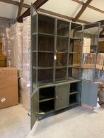 Buffetkast zwart metaal glas exclusief 142 cm breed actie, 100 tot 150 cm, 200 cm of meer, Nieuw, Ophalen of Verzenden