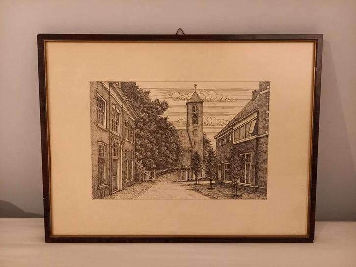 Pentekening Oud Velsen, Hobby en Vrije tijd, Tekenen, Ophalen of Verzenden