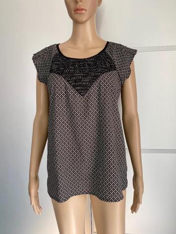 H305 Maison Scotch maat 2=M=38/40 top blouse blousje zwart/w beschikbaar voor biedingen