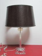 chique plexiglas tafellamp / bruin krokodillen leer look kap, NVT, Stof, Modern design, NVT