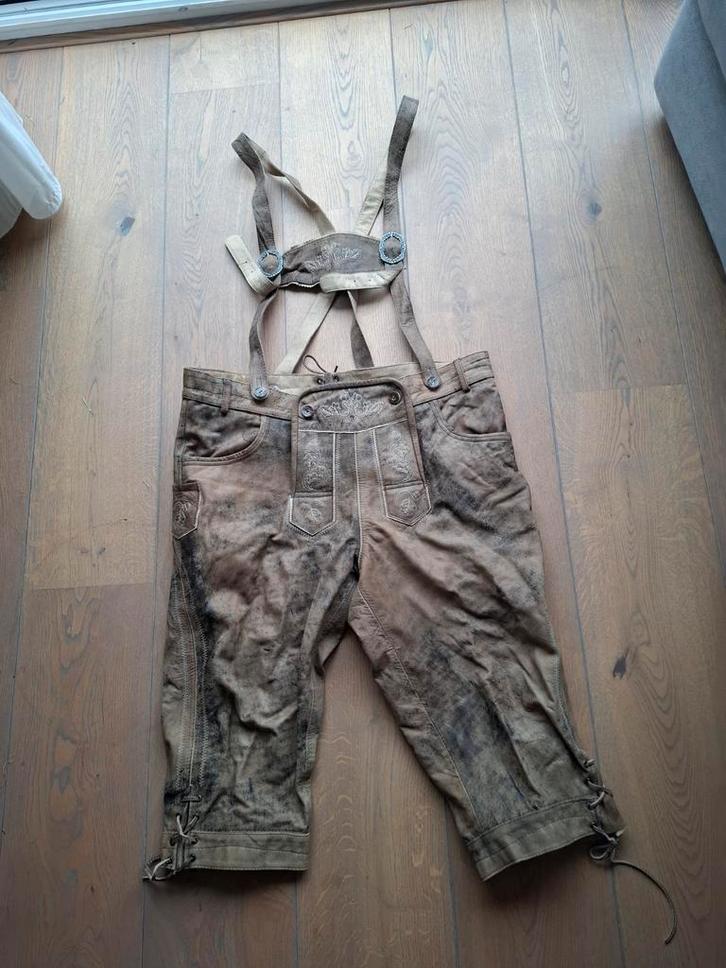 Lederhose Tiroler Broek Livergy Maat 56, Kleding | Heren, Carnavalskleding en Feestkleding, Gedragen, Maat 56/58 (XL), Ophalen of Verzenden