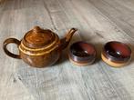 Vintage retro bruine theepot met kopjes Made in ADR keramiek, Ophalen of Verzenden
