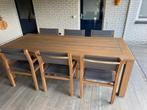 Appelbee Teakhout tuintafel met 6 stoelen., Ophalen, Zo goed als nieuw, Teakhout