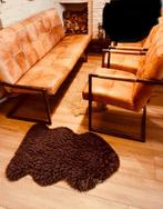 Luxe lederen Eetbank en 2 stoelen, Bruin, Leer, Ophalen of Verzenden, Zo goed als nieuw