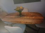 Zgan eettafel in nieuwstaat. Mangohouten blad., Huis en Inrichting, Tafels | Eettafels, Ophalen, 50 tot 100 cm, Zo goed als nieuw
