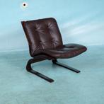 Vintage leren plywood fauteuil 60s, Nordic design chair, Ophalen of Verzenden, Metaal, Scandinavisch design