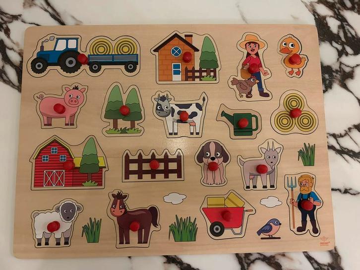 Houten Puzzel Boerderij, Kinderen en Baby's, Speelgoed | Kinderpuzzels, Zo goed als nieuw, 2 tot 4 jaar, 10 tot 50 stukjes, Van hout