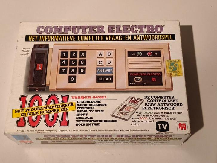 Computer Electro Vraag- en Antwoordspel van Jumbo 1979!, Hobby en Vrije tijd, Gezelschapsspellen | Bordspellen, Gebruikt, Een of twee spelers