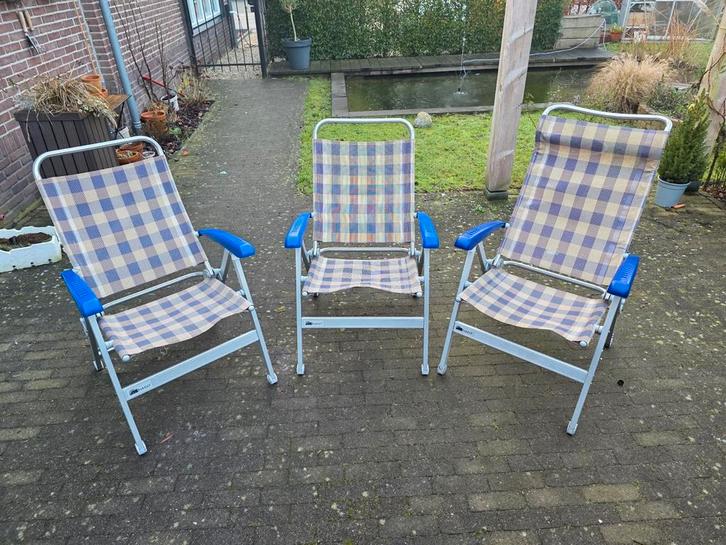 3 Dukdalf Verstelbare Campingstoelen, Caravans en Kamperen, Kampeermeubelen, Gebruikt, Campingstoel, Ophalen