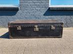 Prachtige vintage Chesterfield salontafel zwart leer, Huis en Inrichting, Ophalen of Verzenden, Gebruikt, Rechthoekig, 200 cm of meer