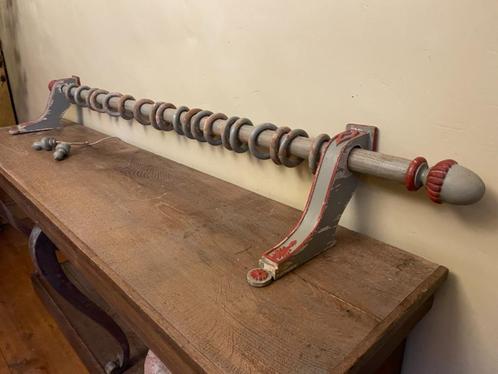 Schitterende 19e eeuwse Gordijn Roude Rails Hout antiek Fr, Antiek en Kunst, Curiosa en Brocante, Ophalen of Verzenden