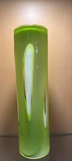 Grote mondgeblazen Leonardo vaas. Groen/wit glas 40 cm hoog., Ophalen of Verzenden, Minder dan 50 cm, Groen, Glas