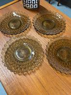 Set van 4 vintage glazen gebaksbordjes, Gebruikt, -, -, Ophalen of Verzenden