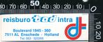 Sticker: Reisburo Tad Intra - Enschede, Ophalen of Verzenden, Zo goed als nieuw, Bedrijf of Vereniging