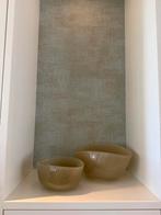 Dutz 2 potten glas ovaal beige / zand zgan, Ophalen, Overige kleuren, Minder dan 50 cm, Glas