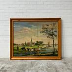 Groot oud schilderij prent beschilderde panelen kunst, Antiek en Kunst, Ophalen