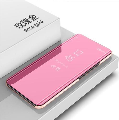 Clear View Mirror Stand Cover Set voor OnePlus 6 _ Roze Goud, Telecommunicatie, Mobiele telefoons | Hoesjes en Frontjes | Overige merken