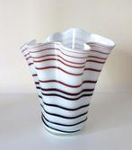 Glazen vaas wit opaline bruin zakdoekvaas Alicja Polen 6741-, Antiek en Kunst, Ophalen of Verzenden