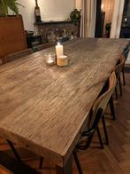 Houten tafel met alumium onderstel, Ophalen, Gebruikt, 200 cm of meer, 50 tot 100 cm