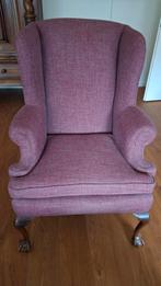 Klassieke fauteuil met roze stof, Ophalen, Hout, Gebruikt, Klassiek