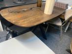 Tafel deens ovaal notenhout 160x90 stalen matrixpoot b keuze, Ophalen, Nieuw, 50 tot 100 cm, Vijf personen of meer