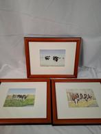 3 Wiebe van der Zee Schilderijtjes met Koeien, Ophalen of Verzenden
