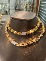 Prachtige 14 karaats gouden magnum ketting met steentjes, Ophalen of Verzenden, Nieuw, Goud