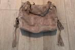 Dames tas leer beige met franjes, Ophalen of Verzenden, Zo goed als nieuw, Beige, Handtas