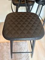 4 Moderne leren barkruk huiskamer stoelen krukken zwart, Huis en Inrichting, Met voetsteun, 60 tot 90 cm, Leer, Ophalen of Verzenden