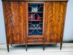 Vintage Mid Century Vitrinekast, Boekenkast Palissander, Met deur(en), Glas, 150 tot 200 cm, Mid-Century vintage