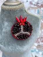 Designer Handgemaakte granaatappel broche sieraden mineralen, Nieuw, Ophalen of Verzenden, Steen of Mineraal, Rood