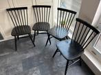 4 zwarte Riano eetkamerstoelen - Scandinavisch design, Huis en Inrichting, Ophalen, Gebruikt, Zwart, Scandinavisch
