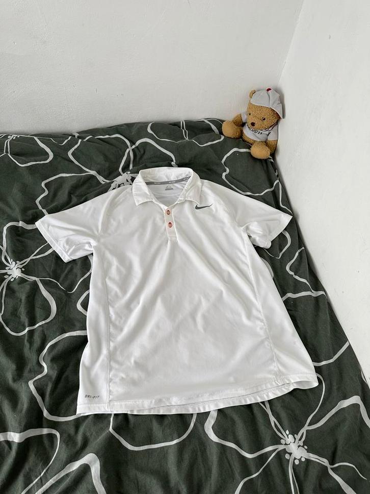 Nike Tennis Dry-fit poloshirt, Kleding | Heren, Sportkleding, Zo goed als nieuw, Racketsport, Maat 52/54 (L), Wit, Ophalen of Verzenden