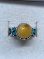 Prachtige zilveren ring met Amber maat 20, Sieraden, Tassen en Uiterlijk, Ringen, Info@zilver.com, 20 of groter, Nieuw, 5646JA