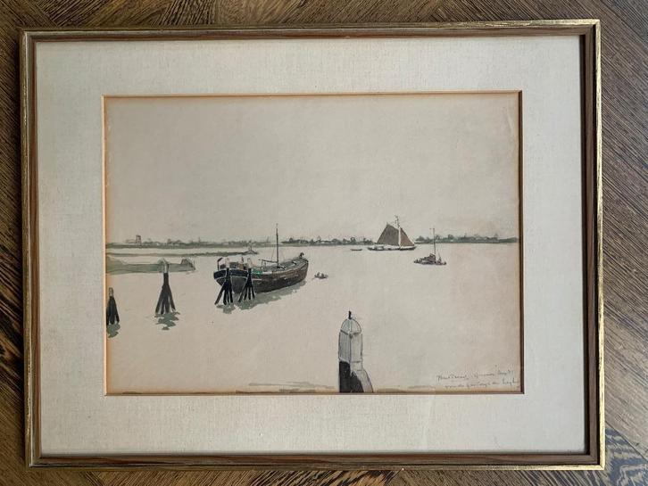 Schilderij Bart Peizel Zicht op Woudrichem 1931, Antiek en Kunst, Kunst | Schilderijen | Klassiek, Ophalen of Verzenden