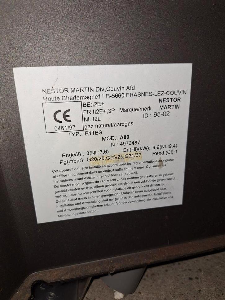 Nestor Martin A80 Gaskachel, Huis en Inrichting, Haarden, Gebruikt, Gashaard, Ophalen