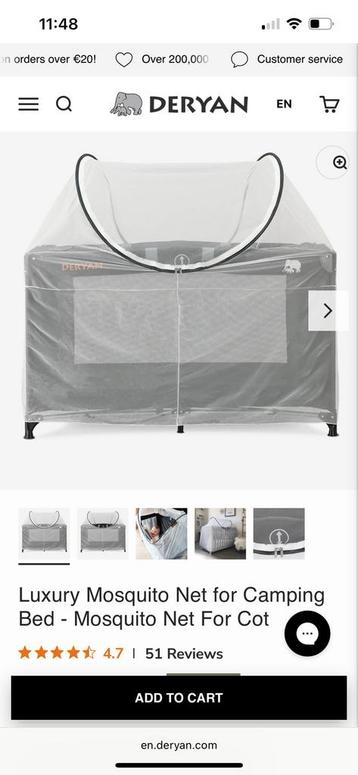 Deryan Klamboe/Muskietennet - Ledikant/Campingbed beschikbaar voor biedingen