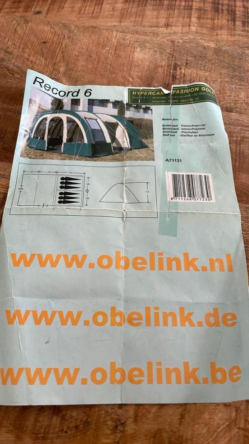 Record 6 tent Obelink, Caravans en Kamperen, Tenten, Ophalen