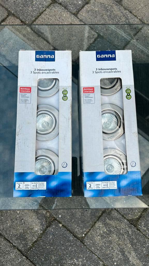 6 Inbouwspots IP23 geschikt voor badkamer, Huis en Inrichting, Lampen | Spots, Nieuw, Plafondspot of Wandspot, Metaal of Aluminium